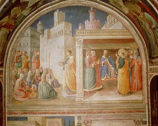 St.Stephen predikar och St.Stephen talar till rådet